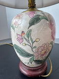 Asian Inspired Pink Peony Ceramic Accent Lamp (WORKS)