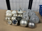 Ornament Lot: Silver, Gold, and White Tones
