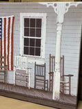 Front Porch with American Flag Print on Canvas