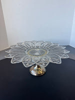 Duchin Creations Pressed Glass & Sterling Silver Weighted Cake Plate