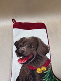 Chocolate Lab Needlepoint Christmas Stocking