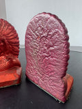 Painted Cast Bronze Vintage Indian Chief Book Ends