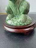 Green Crackled Ceramic Bunny Rabbit Vintage Lamp (WORKS)