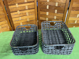 Set of 2 Decorative Baskets with Silver Tone Edges
