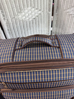 (D) London Fog Kensington Plaid Collection Large Expandable Soft Spinner Luggage