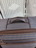 (D) London Fog Kensington Plaid Collection Large Expandable Soft Spinner Luggage