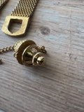 3-Piece Swank Vintage Red Dragon Eye Gold Tone Cufflinks & Tie Pin