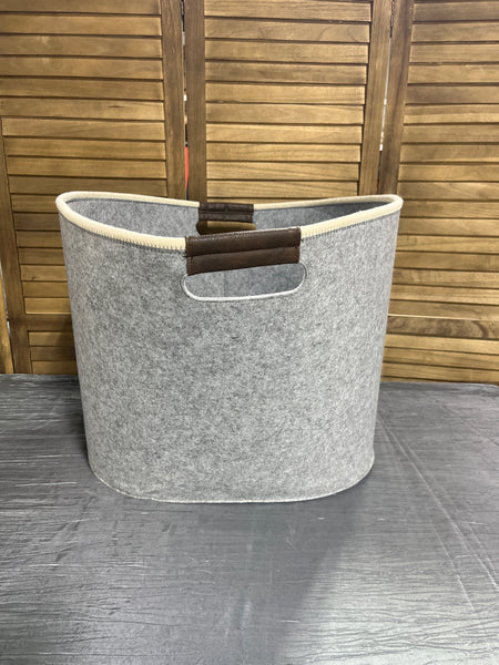 Thirty One Large Gray Felt Storage Tote with Handles