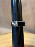 14K White Gold Ring with Onyx & Diamonds - SIZE 11