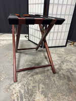 Black Canvas Dark Wooden Folding Luggage Rack