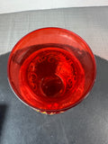 Holly Berries Hand Painted Red Glass Vase