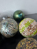 11-Piece Assorted Decorative Glass Orbs in Basket