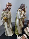 9-Piece Large Pearlesque Painted Bisque Nativity Set