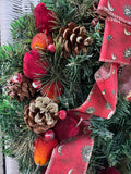 Faux Fruit & Fir Wreath with Celestial Bow