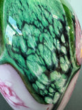 Signed Robert Eickholt Floral Hand Blown Art Glass Vase