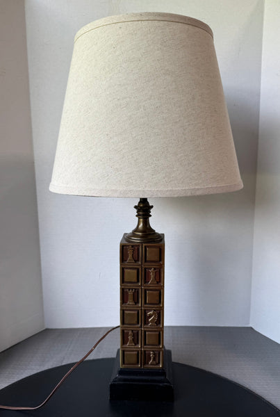 Laurel Lamp Co. Brass Chess Table Lamp (WORKS)