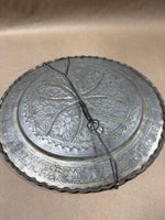 Round Floral Copper And Silver Plate Wall Plaque