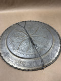 Round Floral Copper And Silver Plate Wall Plaque