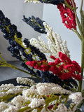 Red, White & Blue Faux Berries Arrangement in Clear Glass Vase