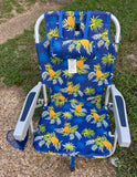 Blue Pineapple Tommy Bahama Back Pack Low Sitting Beach Chair with Pillow & Cooler Pocket