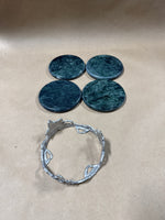 Green Marble Style Coasters With Case