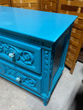 Turquoise Painted 2 Drawers Chest/Dresser