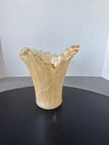 Ruffled Amber Colored Murano Style Ruffled Vase