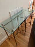 Glass Top Console Table with Gold Metal Base