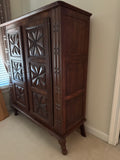Carved Wood Cabinet with Adjustable Shelves***HEAVY ITEM***READ DETAILS ON PICK UP POLICY***