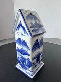 Blue & White Chinoiserie Ceramic Decorative Birdhouse