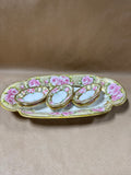 Pink Rose Nippon Celery Dish With 6 Salt Cellar Dishes