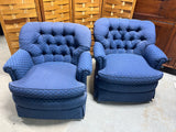 Blue Upholstered Chairs, pair/2