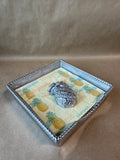 Lenox Pineapple Napkin Box With Pineapple Weight - Appears Unused