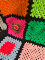 (B) Neon Granny Square Vintage Crochet Blanket