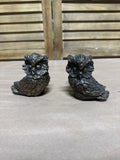 Pair Of Cast Metal Owl Candle Holders