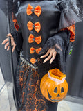 (A) 5.5FT Broomstick Boulevard Pumpkin Halloween Witch