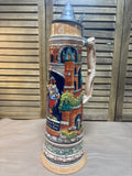 Large German Relief Beer Stein / Strolling Couple