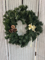Small Faux Fir Wreath with Cream Colored Bow