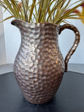 Hammered Metal Pitcher with Artificial Cattails