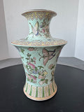 Pale Blue Chinese Butterfly Floral Vase