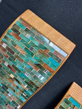 Pair of Pier 1 Gilded Green Glass Mosaic Metal Wall Sconces