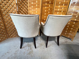 Upholstered Chairs with Tack Accents, Set of 2, Linen Color Fabric (Set A)