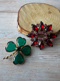Pair of Gold Tone Rhinestone Brooches (C)