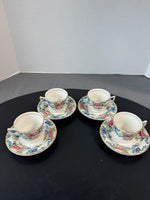 (I) 8-Piece Royal Doulton England The Majesty Collection Floradora Demitasse Cups & Saucers Set