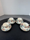 (I) 8-Piece Royal Doulton England The Majesty Collection Floradora Demitasse Cups & Saucers Set