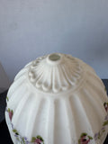 Brass & Cast Iron Vintage Boudoir Lamp with Floral Dome Milk Glass Shade (WORKS)