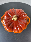 Orange Smith & Clark Ironworks 2 Qt Enameled Cast Iron Pumpkin Dutch Oven