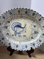 Large Blue And White Turkey Platter