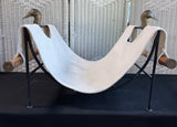 Cast Iron & Brass Duck Head Vintage Fireplace Log Holder with White Sling