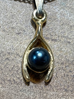 Gold Plate Wishbone Pendant on Gold Tone Chain